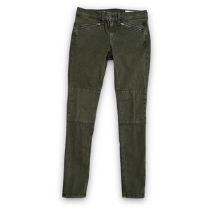 Rag & Bone Womens Ridley Moto Skinny Jeans Wax Dark Olive Size 26 -READ